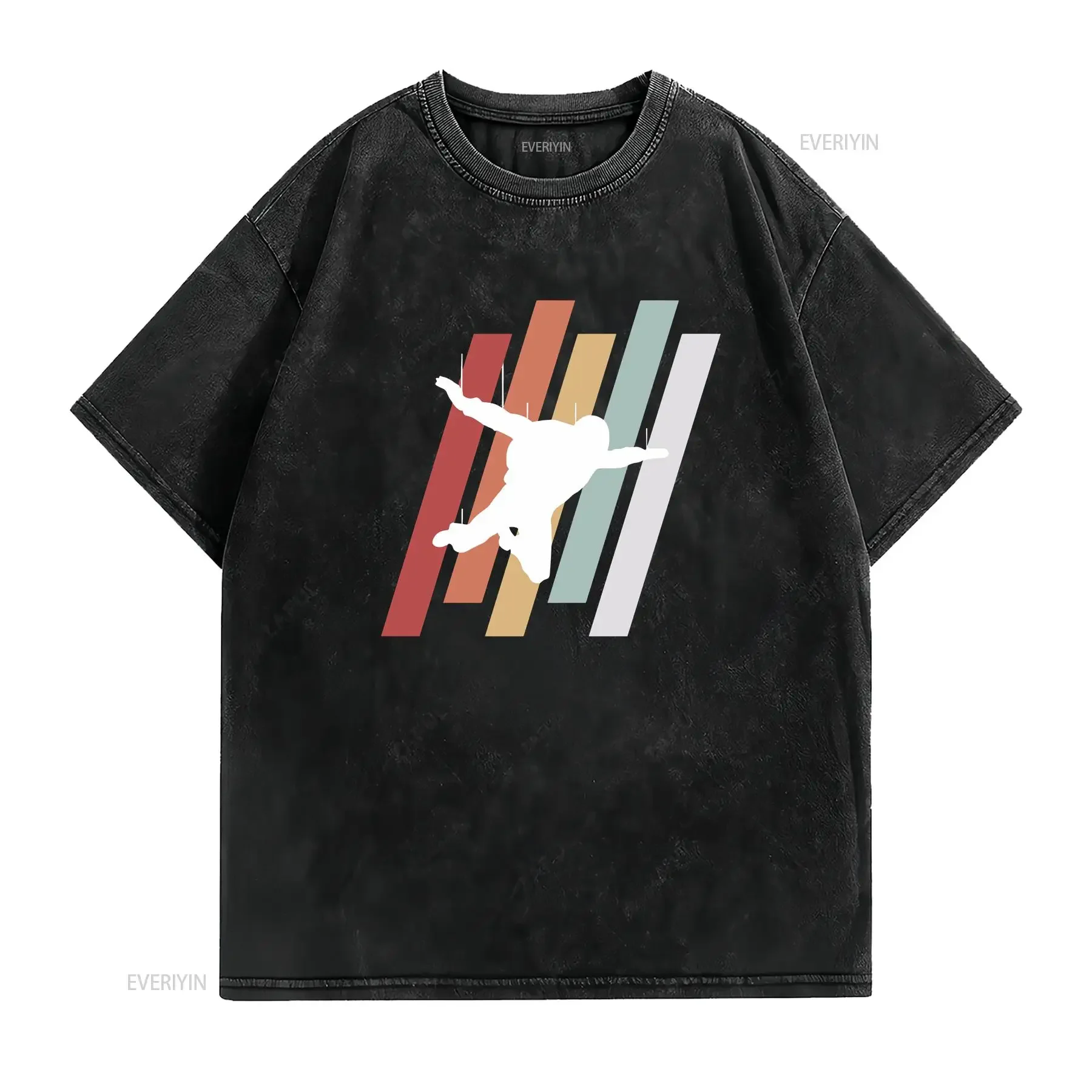 ريترو خمر Skydiver تي شيرت للرجل امرأة القفز بالمظلات المظلة عاشق خمر غسلها قليلا مصمم الملابس مريحة #2