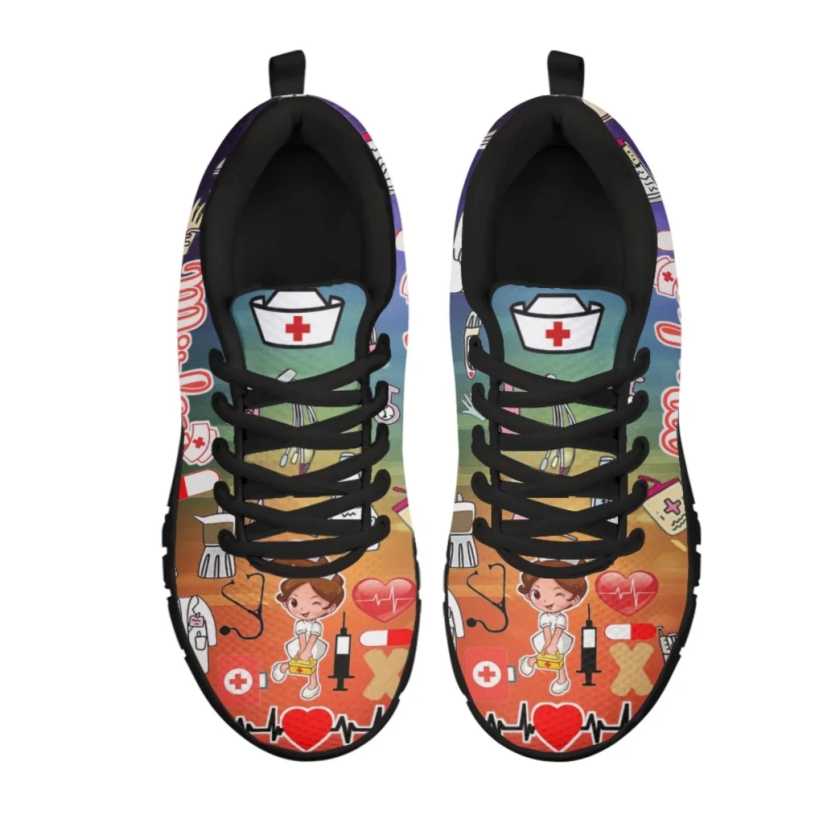 Hospital Meical First Aid Print Teen Girls Hospital Work Shoes Round Toe Casual Sneakers Nurse Girls Pattern Women's Footwear