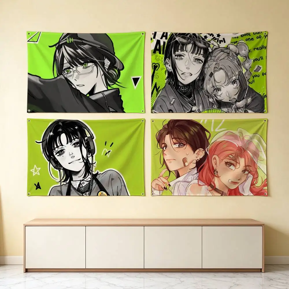 Mitsuki Aya  KiniOto Green Yuri  Flags Wall Hanging Tapestry Outdoor Garage Room Decorative flag Background Blanket