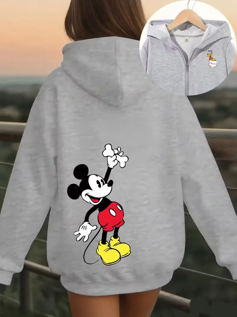 ミッキーマウスペット犬ジッパーパーカースウェットシャツフリース女性男性綿秋冬プルオーバーオーバーサイズパーカー長袖コート