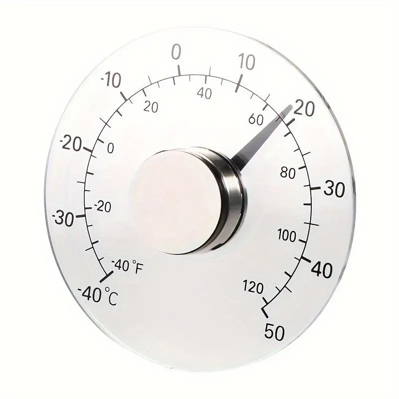 1pc Indoor Outdoor Window Thermometer No Battery Transparent Dial Accurate Weather Readings for Home Office Patio