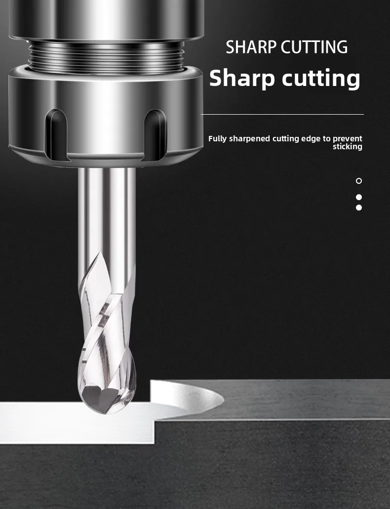 Cermet-Kugelfräser, glänzende Spiegeloberfläche, CNC, HRC75, vertikaler Schaftfräser für Stahl, Metallbearbeitung, Schaftfräser – Detail 1