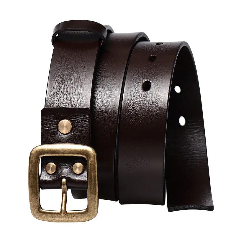 36cm-新品-メンズ-真鍮製バックル-レトロ-本革ベルト-ニュートラル-多用途-ヘッドレイヤー-オイルワックスレザーベルト-男性用-純牛革ベルト