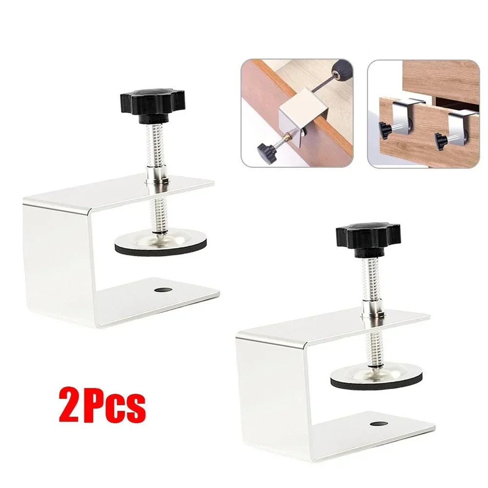 2pcs Universal Drawer Front Installation Clamps Holder Adapter Kit Aids Jig Tool Adjustable Fixing Clip For Woodworking Mounting