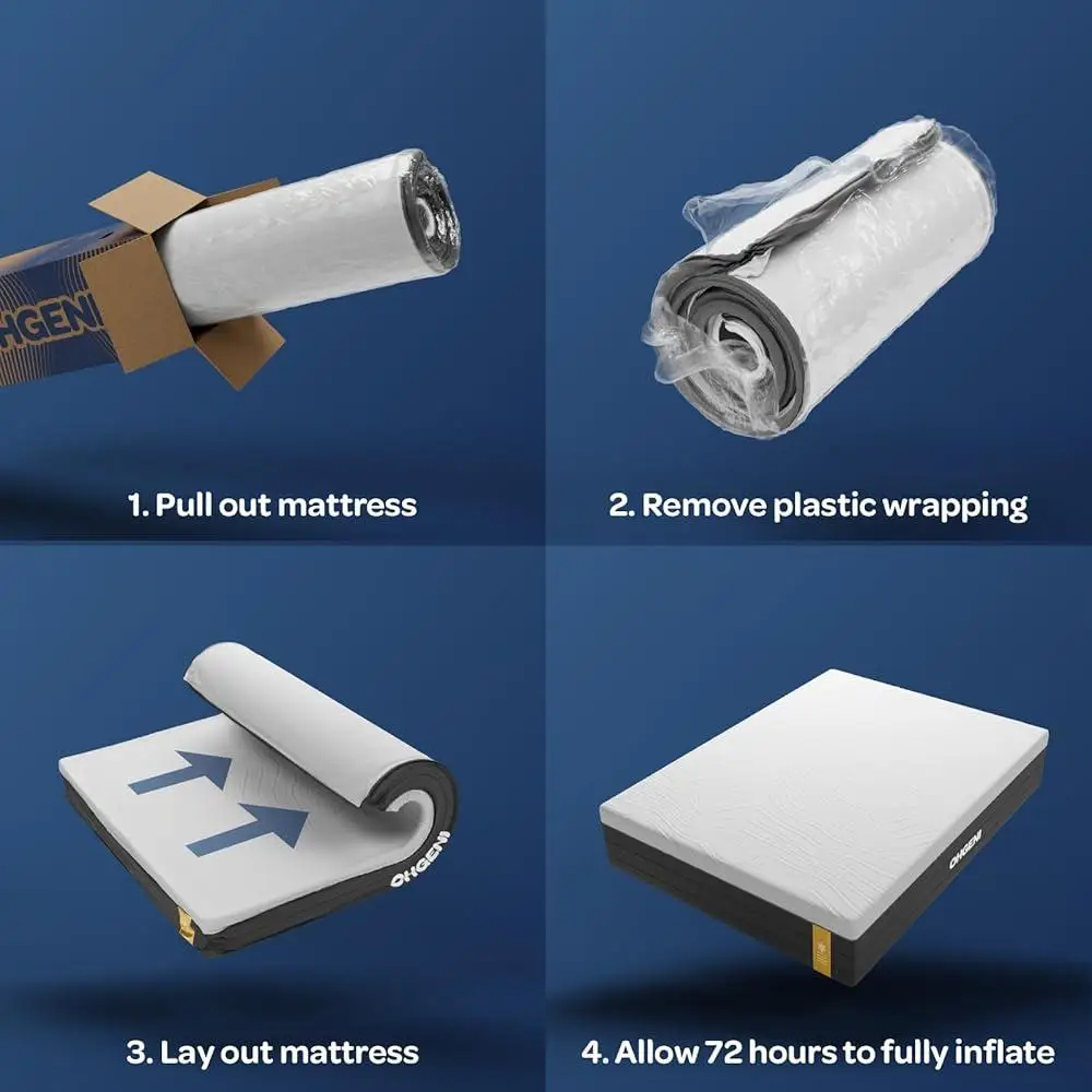 12 Inch Queen Size Mattress Cooling Gel Memory Foam Pressure Relief Medium Feel Ergonomic Support Breathable Washable Motion