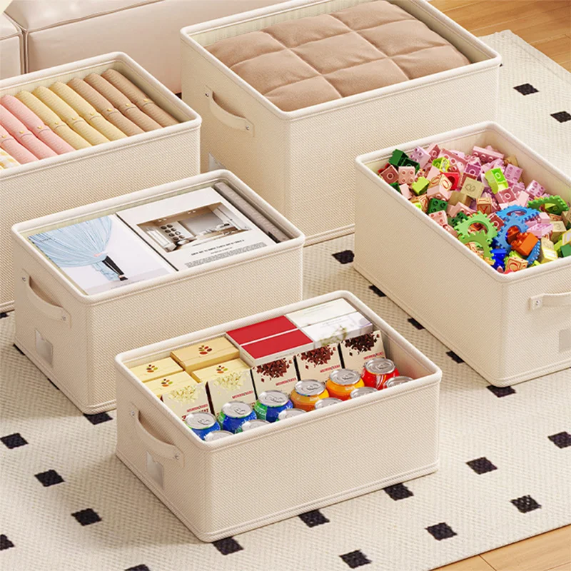 Pull-out Type Storage Box With Tag Home Clothing Storage Box Fabric Sorting Tool Box Basket Thickened Storage Box