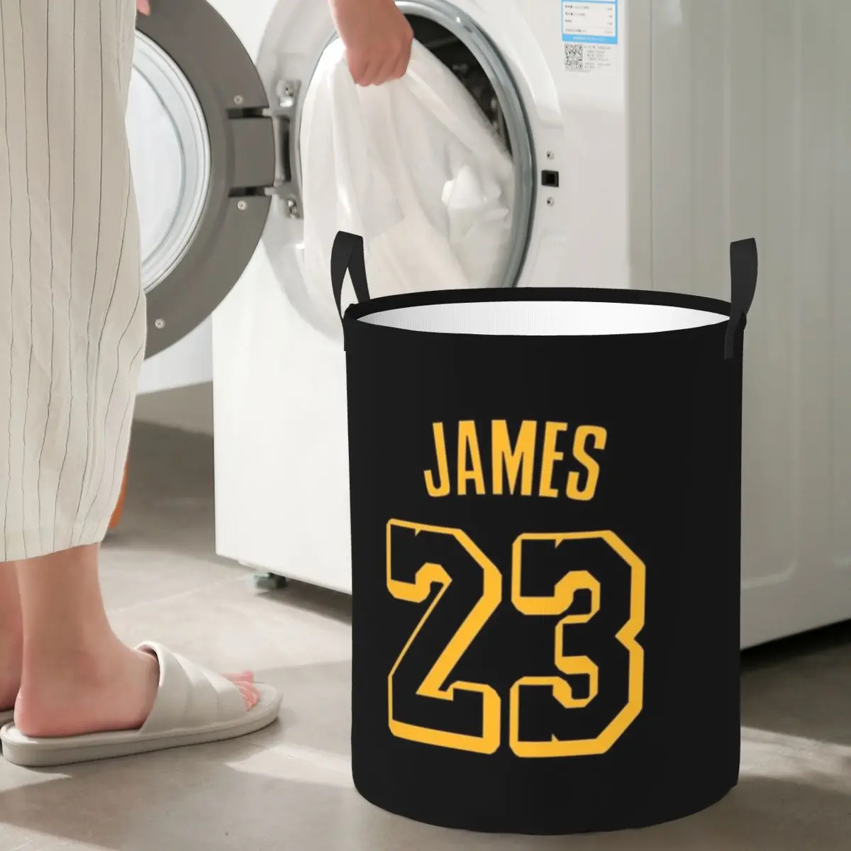 L-LeBron-S J-James-S Jersey Cestas de lavandería plegables clásicas Cesta de almacenamiento de artículos diversos para ropa sucia Cesto grande impermeable