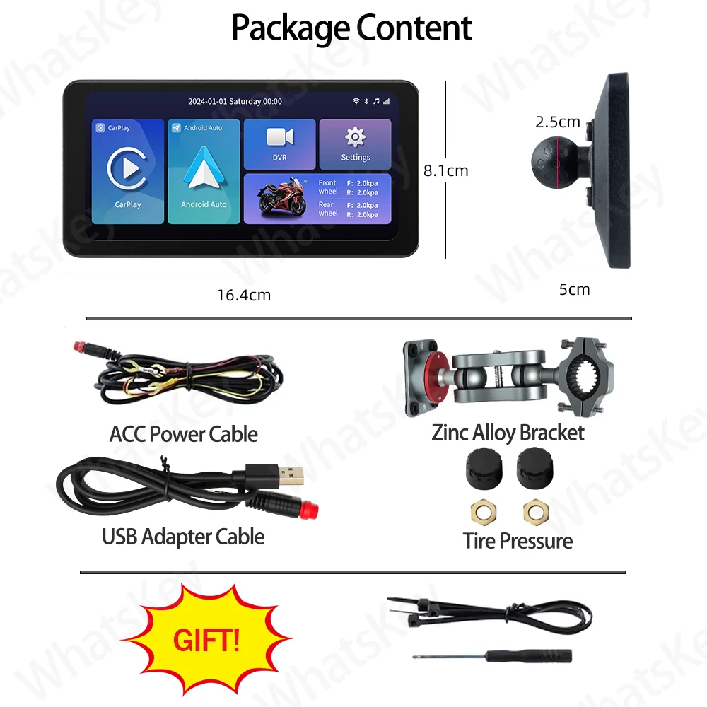 2025, Navigation GPS pour moto nouvellement améliorée, affichage de la pression des pneus, Modification du moto, affichage de vélo de 6.3 pouces, WiFi et Bluetooth