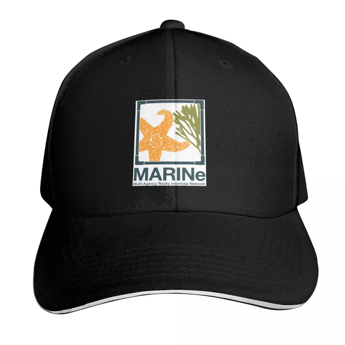 Primary MARINe logo square Baseball Cap Curved Brim Classic Fit Low Profile Unstructured Unisex for Men Women