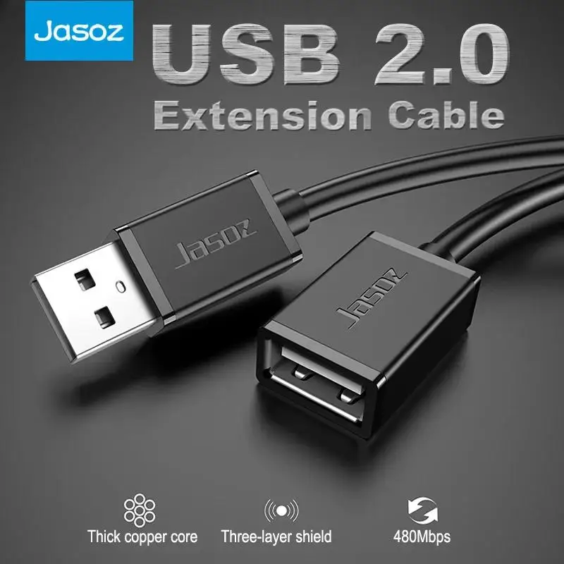 Jasoz USB 2 0 Extension Cable Male to Female Type A to  A Data Transfer for PC Smart TV PS4 Laptop Computer USB Extension Cable