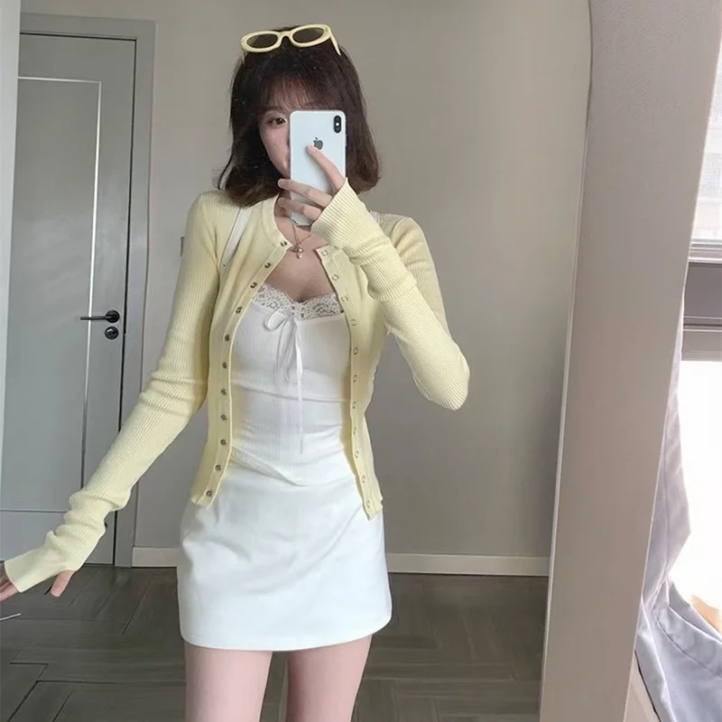 White A-Line  Skirt Women's Sporty Casual Pure Desire Style Bodycon Short Skirt Elastic Waist Slimming Half-length Pants