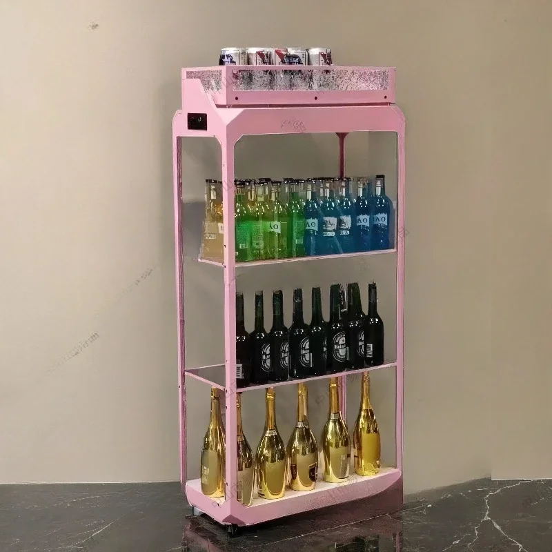 Bar KTV luminous wine cabinet mobile display two-layer and three-layer rack customization