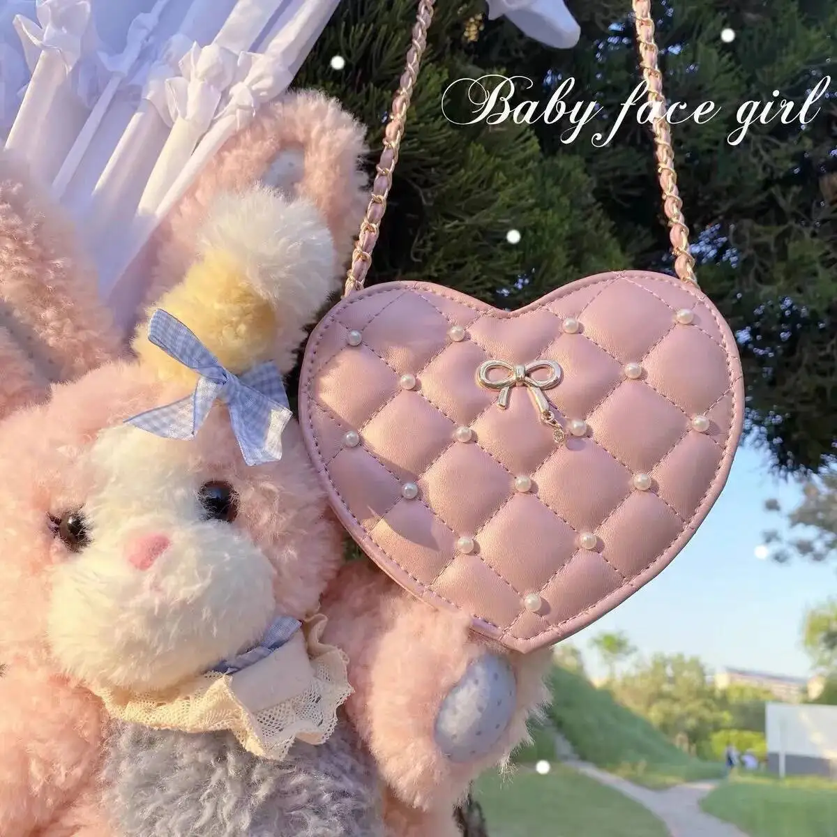

Bloom Sweet Cute Pink Crossbody Bags Women Haruku Heart Round Y2k Messenger Hot Girls Fairycore Aesthetic Mini Bag Purse