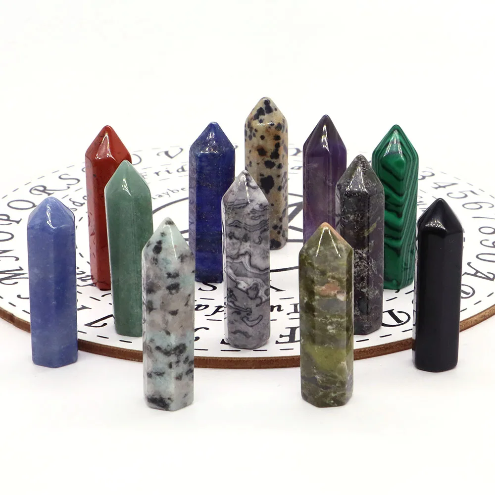 

10x40mm Natural Stones and Crystal Point Wand Reiki Healing Tower Energy Ore Mineral Polished Crafts Home Decor Lots Wholesale