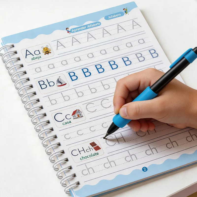 Spanish Alphabet Copybook Letter Writing Groove Practice Book Reading and Writing Practice Set  Letter A-Z Writing Practice