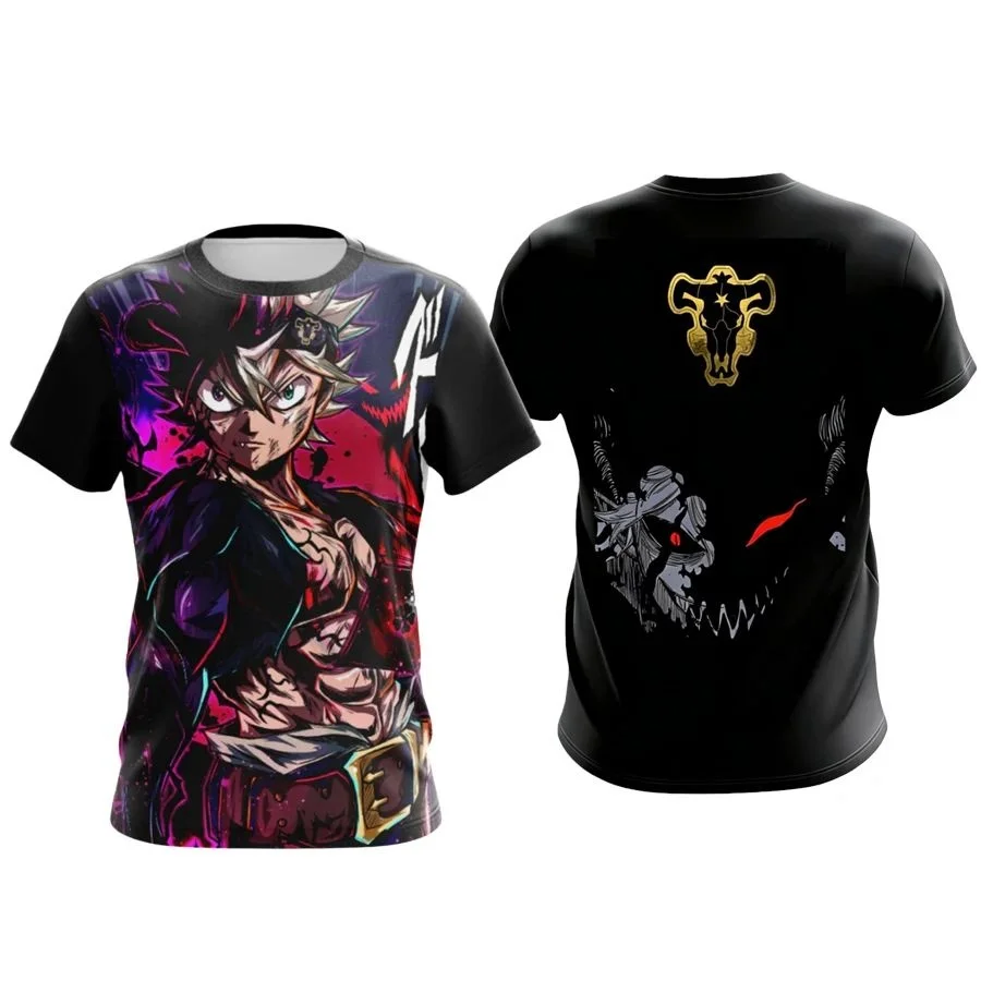 Camiseta Bandai Anime Black Clover Asta Liebe Devil Union con estampado completo para adultos y niños, camiseta familiar de verano de secado rápido