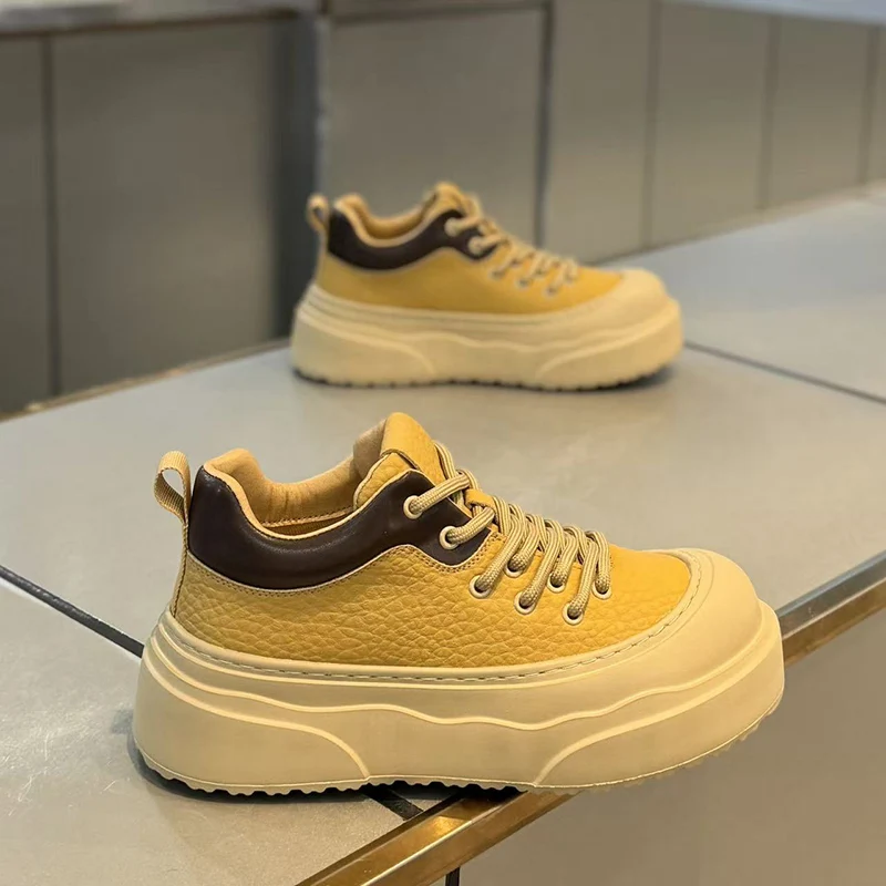 الخريف الرجال أحذية رياضية كاجوال منصة عالية أعلى سكيت أحذية مفلكنة أحذية رياضية للتنس الدانتيل يصل أحذية عالية الجودة في الهواء الطلق #3