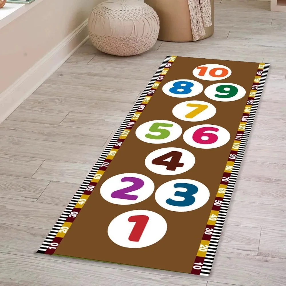 Colorful Hopscotch Play Mat Numbers Game Floor Rug NonSlip Kids Educational Carpet for Children Room Indoor Outdoor Gift