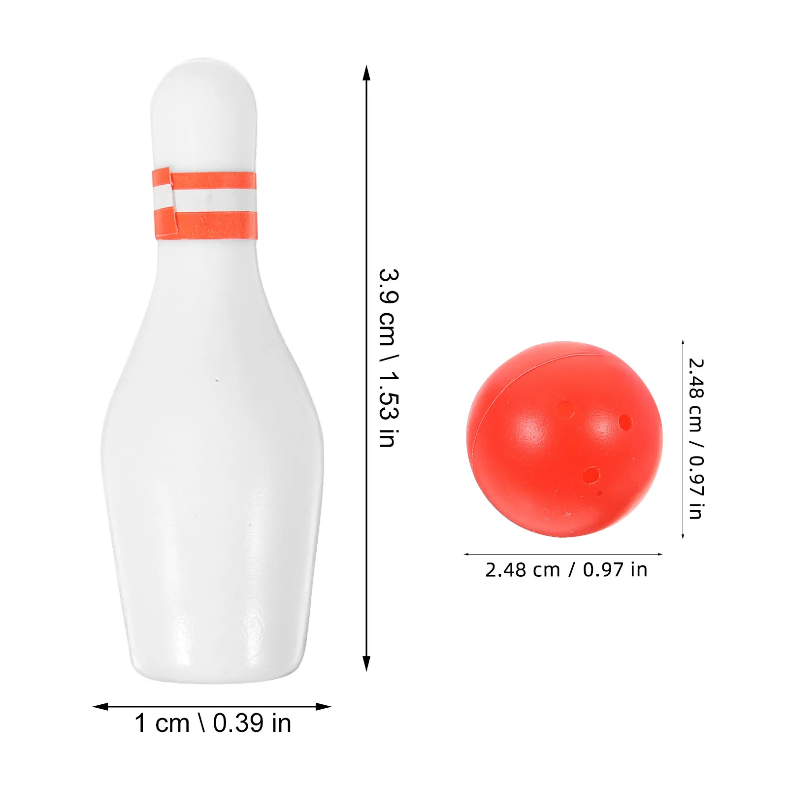 2Sets Mini Bowling Decor Realistic Design High Quality Resin Compact Size for Kids Room Playset Miniature House Accessory Gift