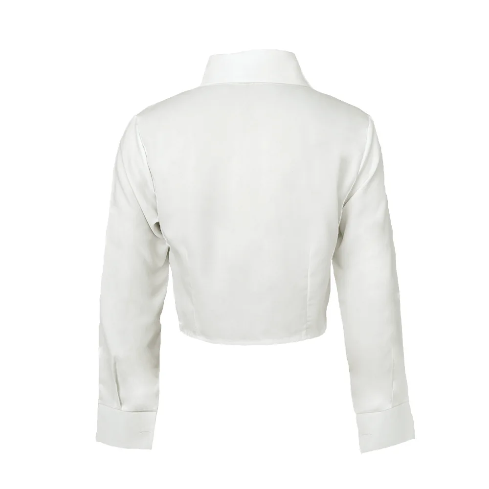 Sexy Slim Fit Crop Tops Medieval Renaissance Women Long Sleeve Shirt Korean Y2k Clothes White Blouses - view 6