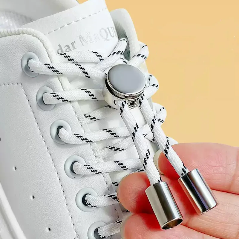 No-Tie Elastic Shoelaces, Metal Buckle Quick Lock Laces Stretch Laces for Sneakers Boots & Casual Shoes Running & Daily Footwear