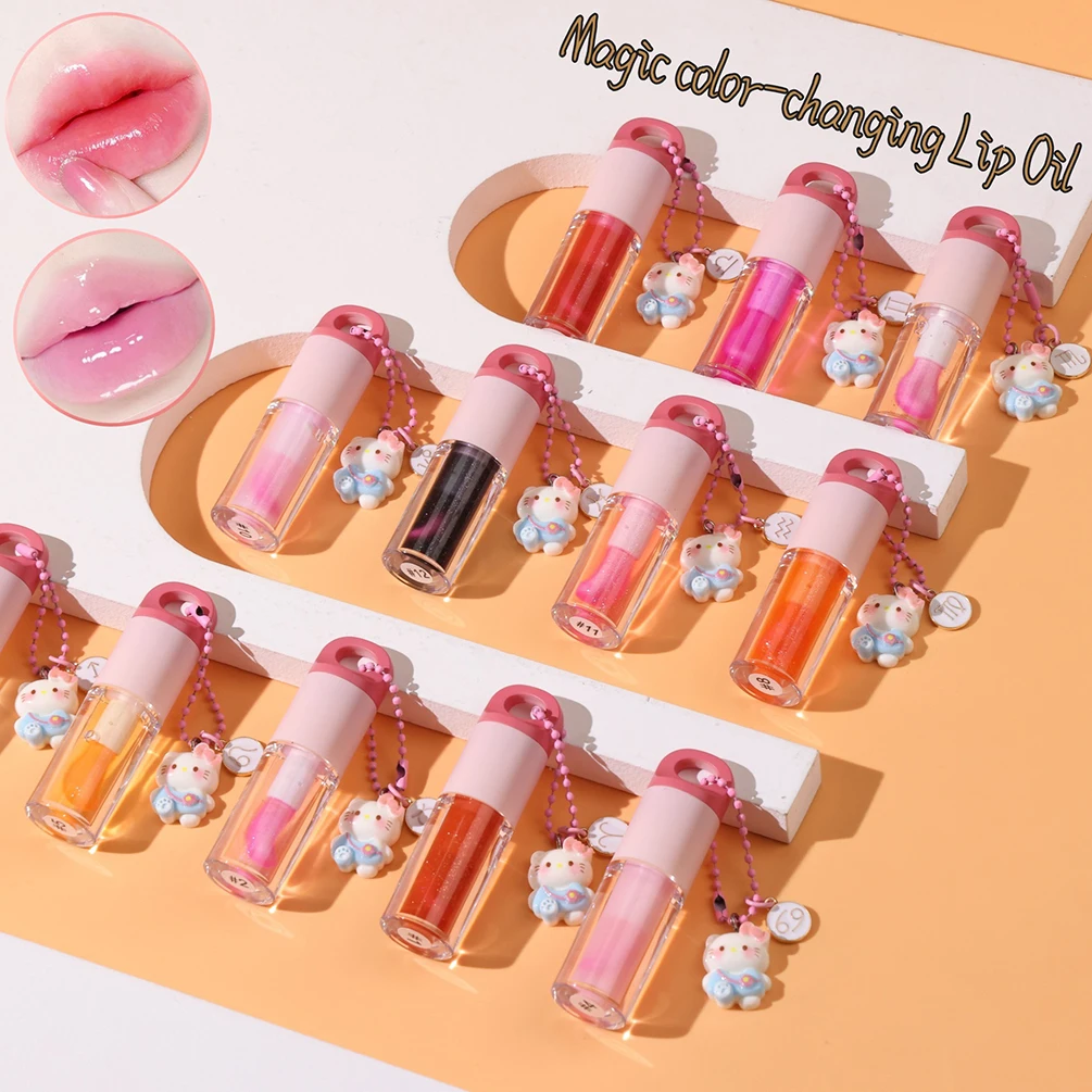 Aceite labial de 12 colores, etiqueta privada, colgante de constelación, logotipo personalizado, venta al por mayor, maquillaje nutritivo hidratante antiadherente sin crueldad