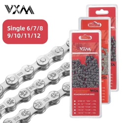 VXM Bicycle Chain 116L 8 9 10 11 12 Single Speed Silver Ultralight,Variable,For Mountain Road Bike 24/27/30