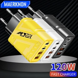 USB Charger Type C Fast Charging 120W Mobile Phone Power Adapter For iPhone Samsung Xiaomi Quick Charge EU/US Plug Wall Charger