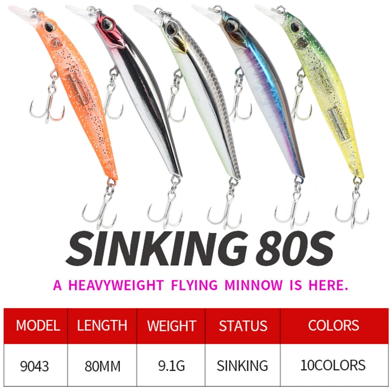 Shynapack Jerkbait hundimiento Minnow para lubina y lucio en salada - imagen 5