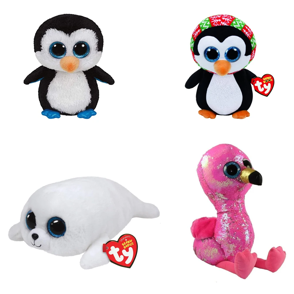 

40 см большой размер Ty Beanie Boos плюшевая игрушка пингвин фламинго кукла животное аниме печать коллекция