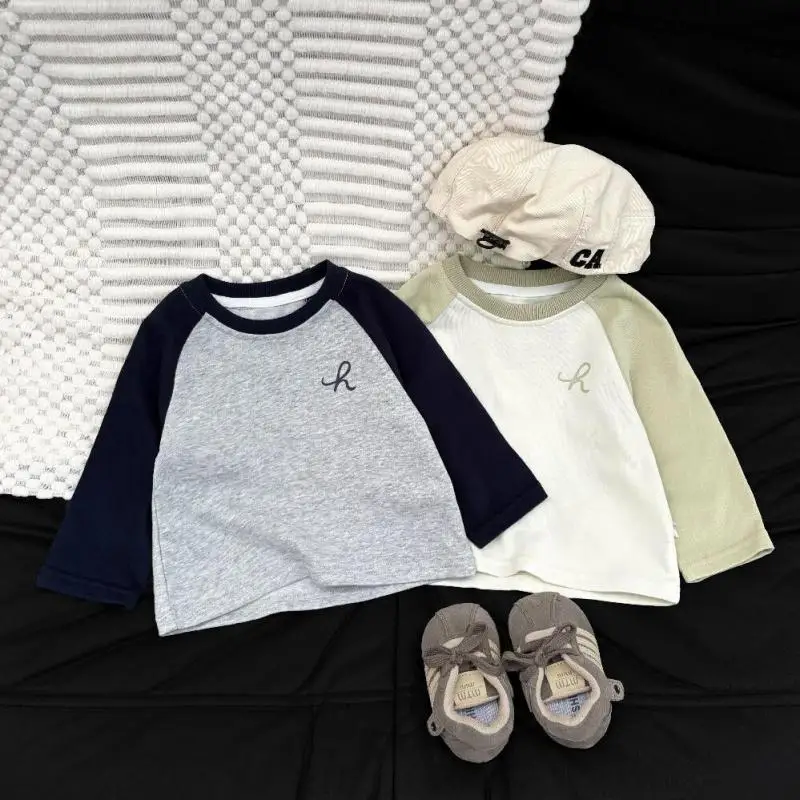 2026 Autumn New Baby Raglan Long Sleeve T Shirts Cotton Boys Girls Casual Versatile Patchwork Tops Toddler Clothes