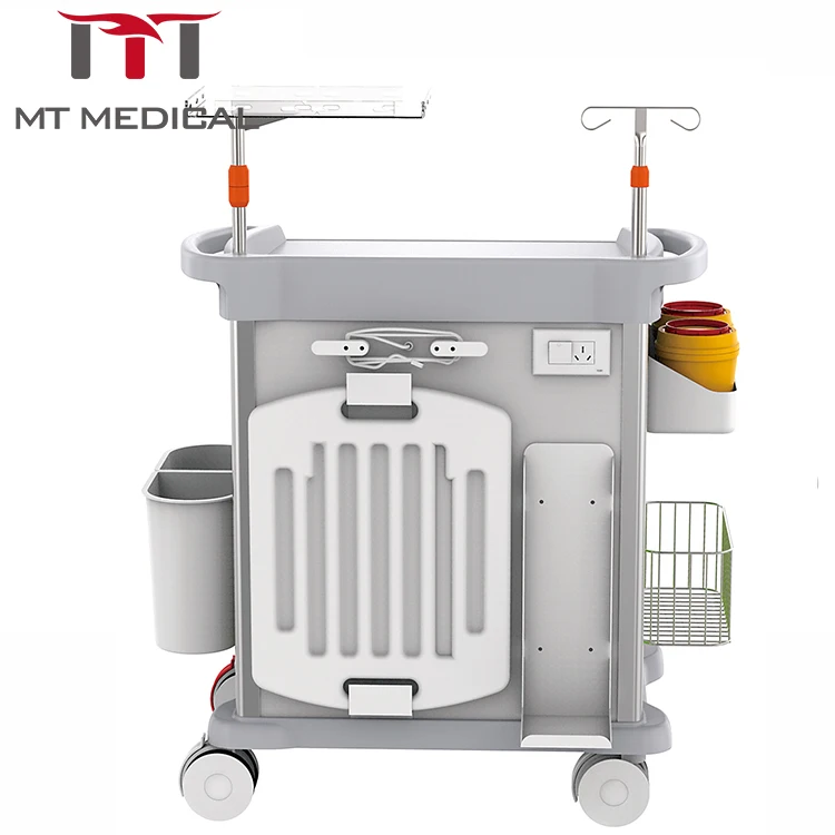Adjustable Medical Trolley ABS Colorful Emergency Cart Multi Function for Nursing Care