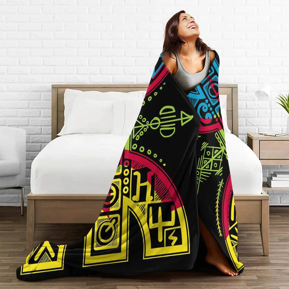 Berber Flag With YAZ Amazigh Symbol Blankets Soft Warm Flannel Throw Blanket Cover for Bed Living room Picnic Travel Home Sofa