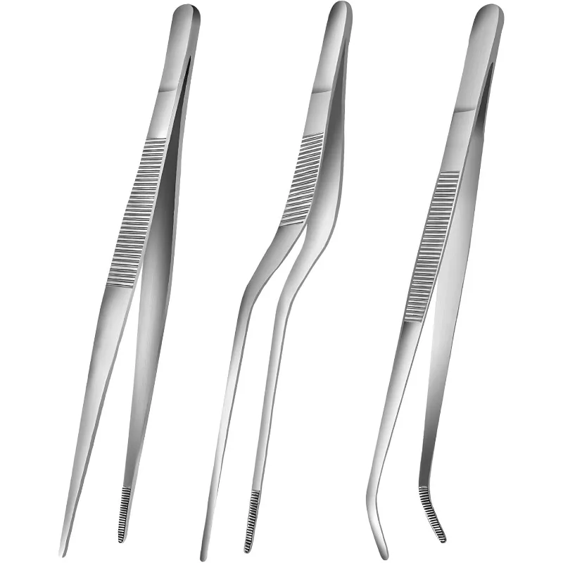 3pcs Seafood Tools Kitchen Tweezers Tongs Multiple Types Professional Chef Plating Stainless Steel Chef Kitchen Tool BBQ Clip