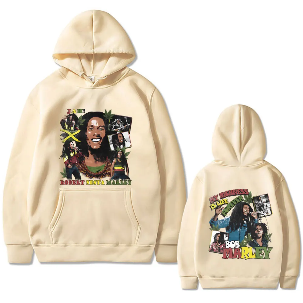 Bob Marley My Richness Is Life Forever Hoodie Men Women Casual Vintage Hooded Sweatshirt Unisex Reggae Music Pullover Hoodies