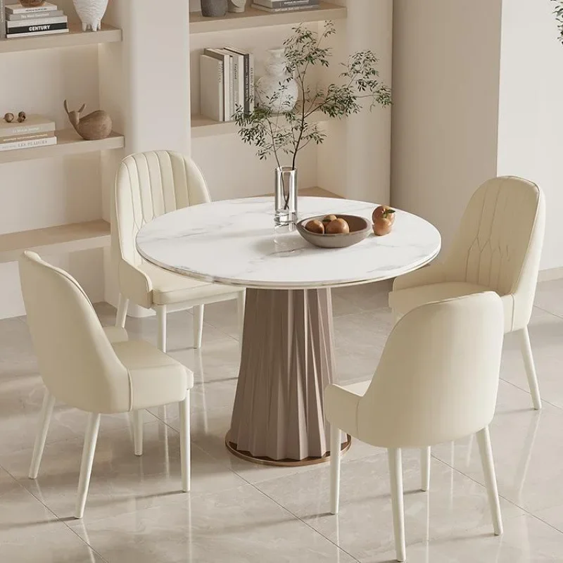 Modern Upholstered Padded Creamy Dining Chair Soft High Back Minimalist Kitchen Dining Cafe Hotel Stool Home House Furniture image 2