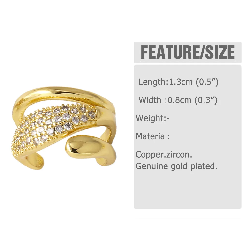 FLOLA Clear Crystal Heart Earrings for Women Gold Plated Crossover Ear Clips Small Jewelry Gifts ersa253