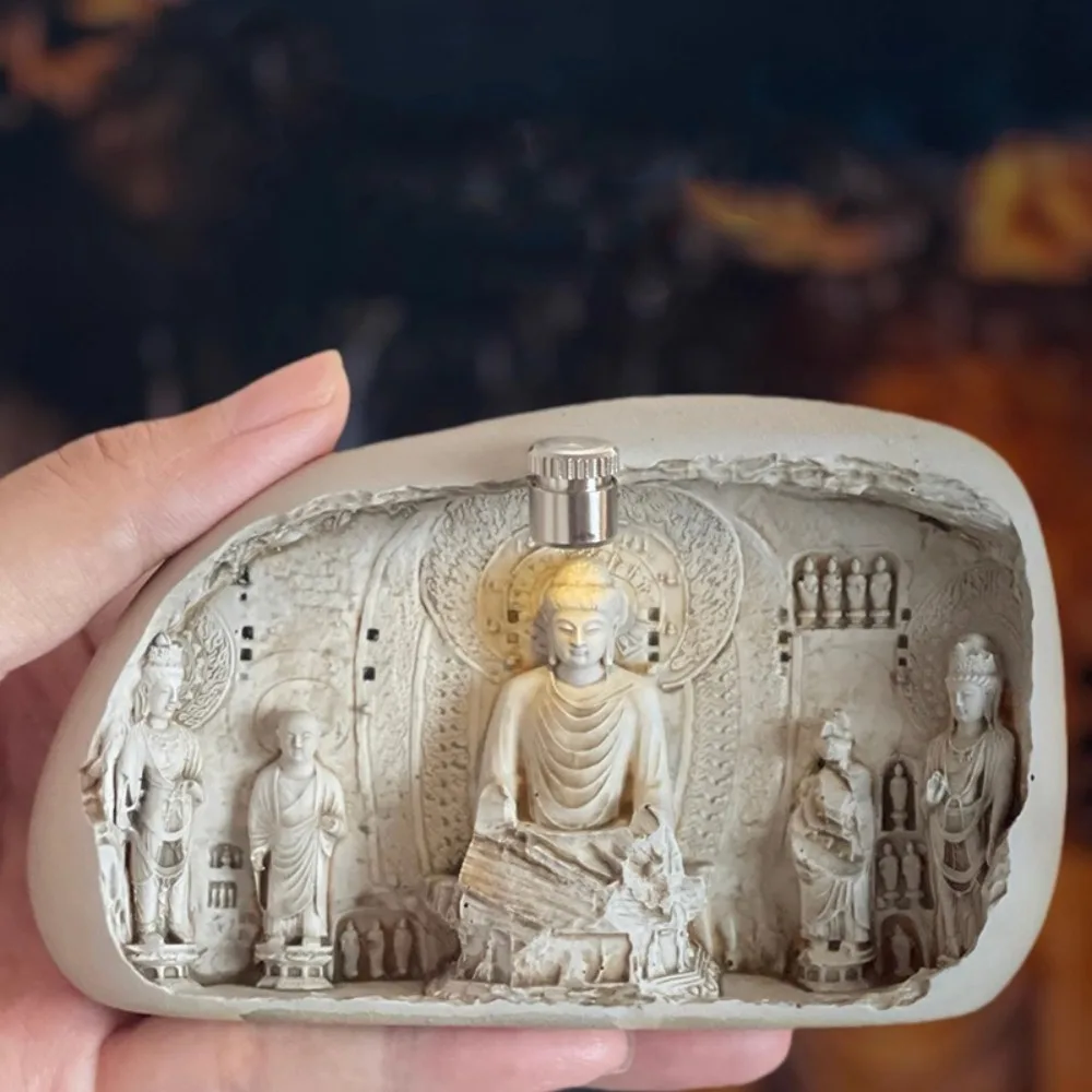

Buddha Statue Longmen Grottoes Refrigerator Sticker 3D Chinese Style Fridge Magnets Resin Night Light Fridge Sticker Living Room