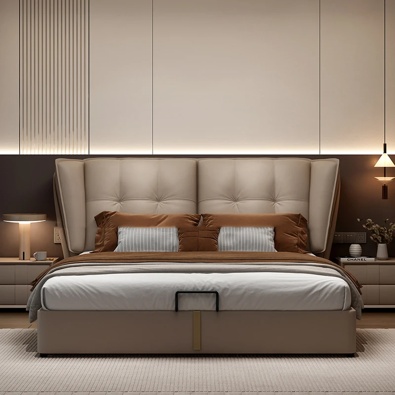 Modern Minimalist Bed Leather Double Bedroom Storage Bed Aesthetic Unique Luxury Headboards Camas Y Muebles Bedroom Furniture