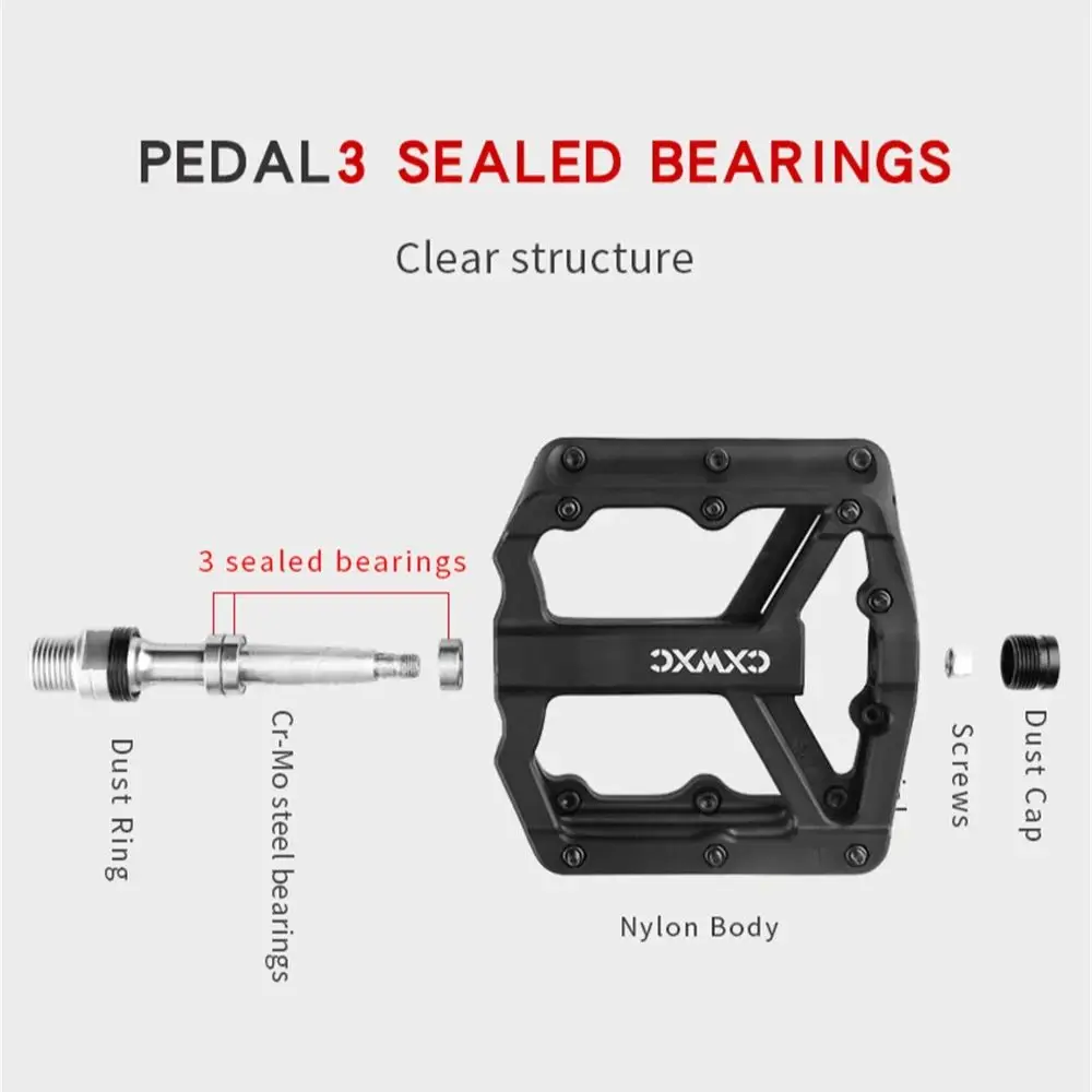 CXWXC Road mtb Pedals Ultralight Flat Pedals Nylon Cycling Pedals Mountain Bike Platform Pedals 3 Sealed Bearings Accessories