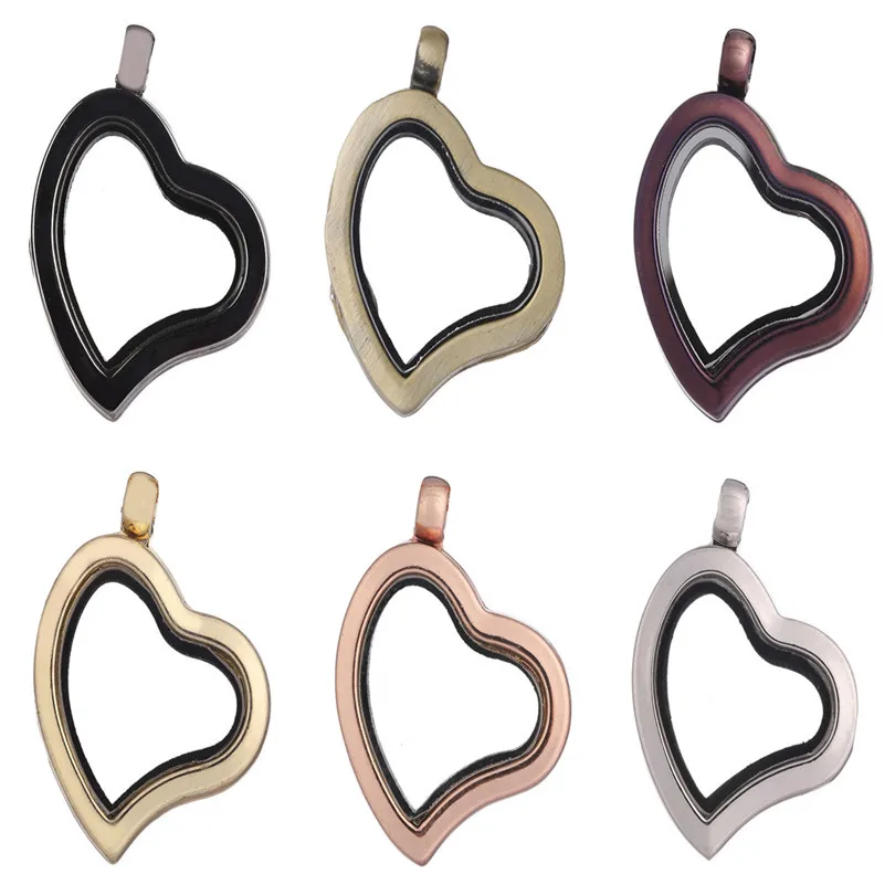 10PCS Plain Irregular Heart Glass Living Memory Floating  Locket Alloy Pendant Charms Jewelry Making Necklace Keychain Women Men