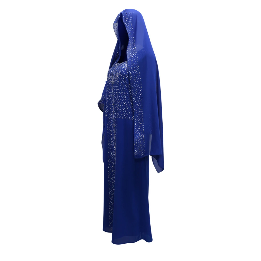 Khalat Women's Muslim Prayer Dress Front Robe Islamic Robe Modest Solid Color Abayas Women's Muslim (with Hijab)