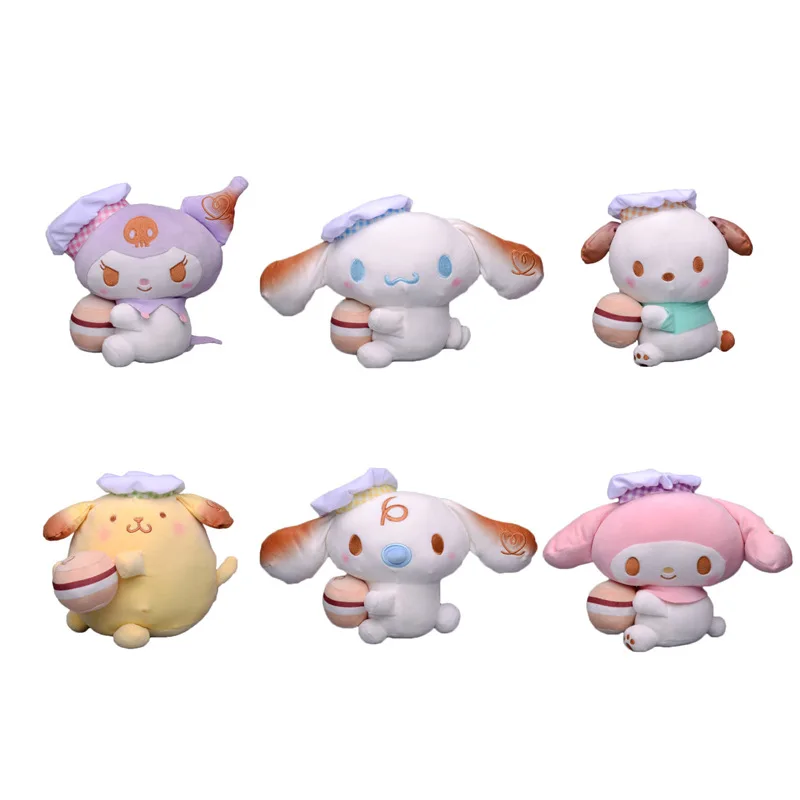 Sanrio Cinnamoroll Melodie Kuromi Brood Chef-Serie Cartoon Pluche Speelgoed Zacht Gevulde Gooi Kussen Kamer Decoratie Pop Kids Geschenken