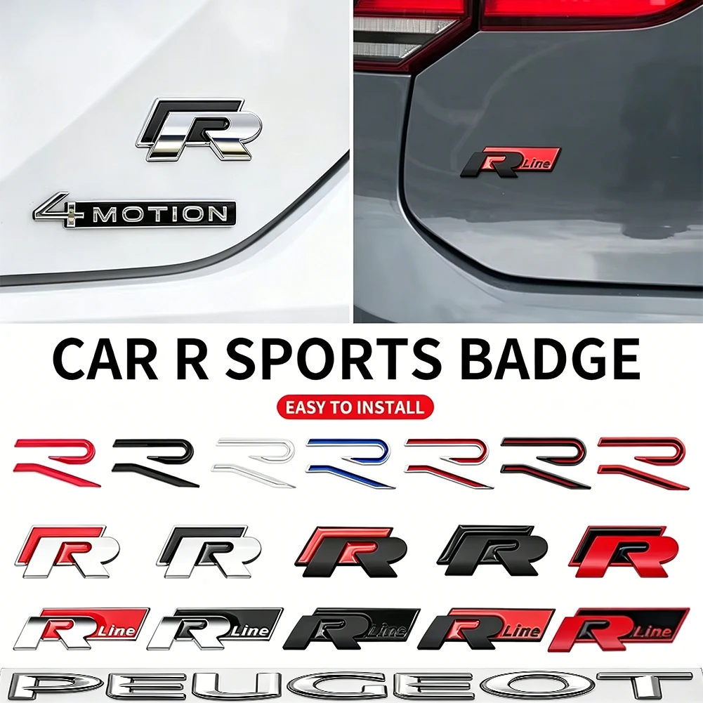 3D Metall R-Logo Aufkleber Auto Heckklappen-Emblem Aufkleber für VW Golf 5 6 7 MK7 MK6 Polo Jetta Scirocco Beetle Passat Tiguan – Detail 1