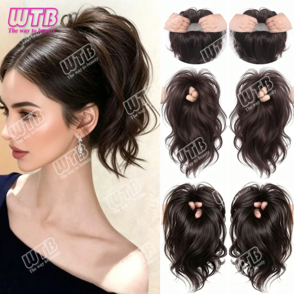 Synthetic Curl Ponytail Wig Natural Seamless High Bun Hair Scrunchie Wrap Convenient Long Hair Bun Styling Daily Party Use