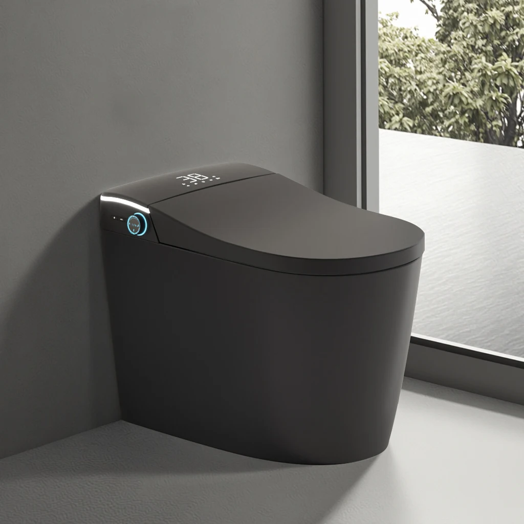 

High Quality Bathroom Warm Heating Ceramic Automatic Wc Electronic Control Intelligent Toilet Black Smart Toilet