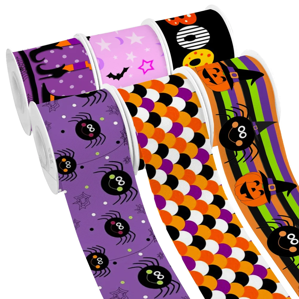 Pumpkin Halloween Candy Blood 5yards Printed Grosgrain Ribbon for Cheer Bows DIY Girl Headwear Hair Bows Satin Ribbon