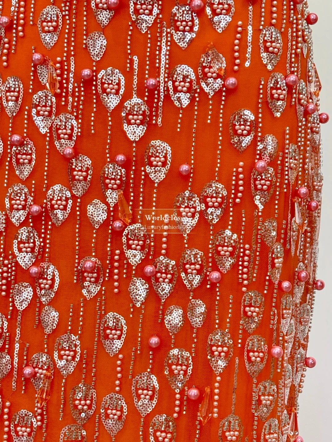 

New Orange Sequins Beading Sleeveless Backless Tube Maxi Dresses for Party