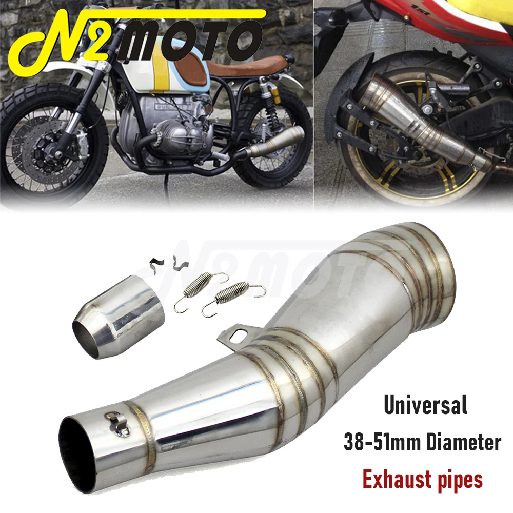 

Stainless Steel Motorcycle Exhaust Pipe Silencer 38-51mm Universal For Scooter Street Racer Motorbike Muffler Pipes Replacement