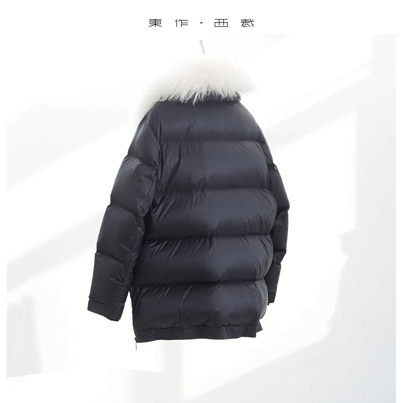 Großer Pelzkragen ~ weiße Entendaunenjacke für Damen, verdickter Wintermantel, neues warmes Oberteil, neuer Stil